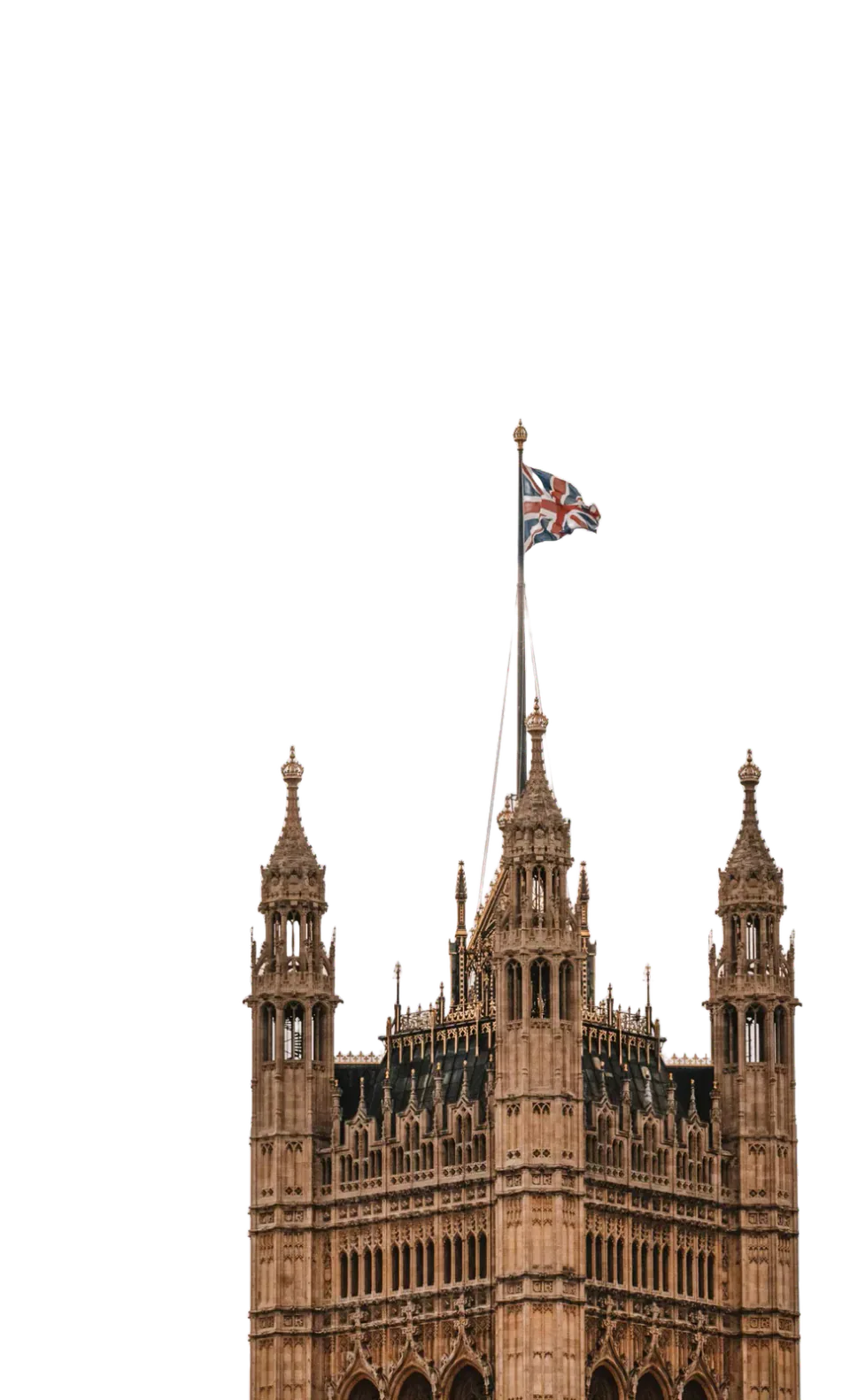 Palace of Westminster with the Union flag