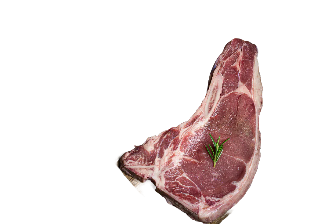 Raw steak with a sprig of rosemary