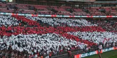 Crowd display at a rugby stadium