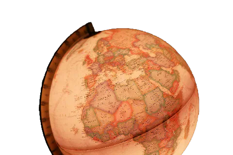 A globe centred on Africa and Europe.
