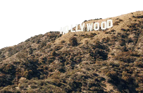 The Hollywood sign on a hillside in Los Angeles.