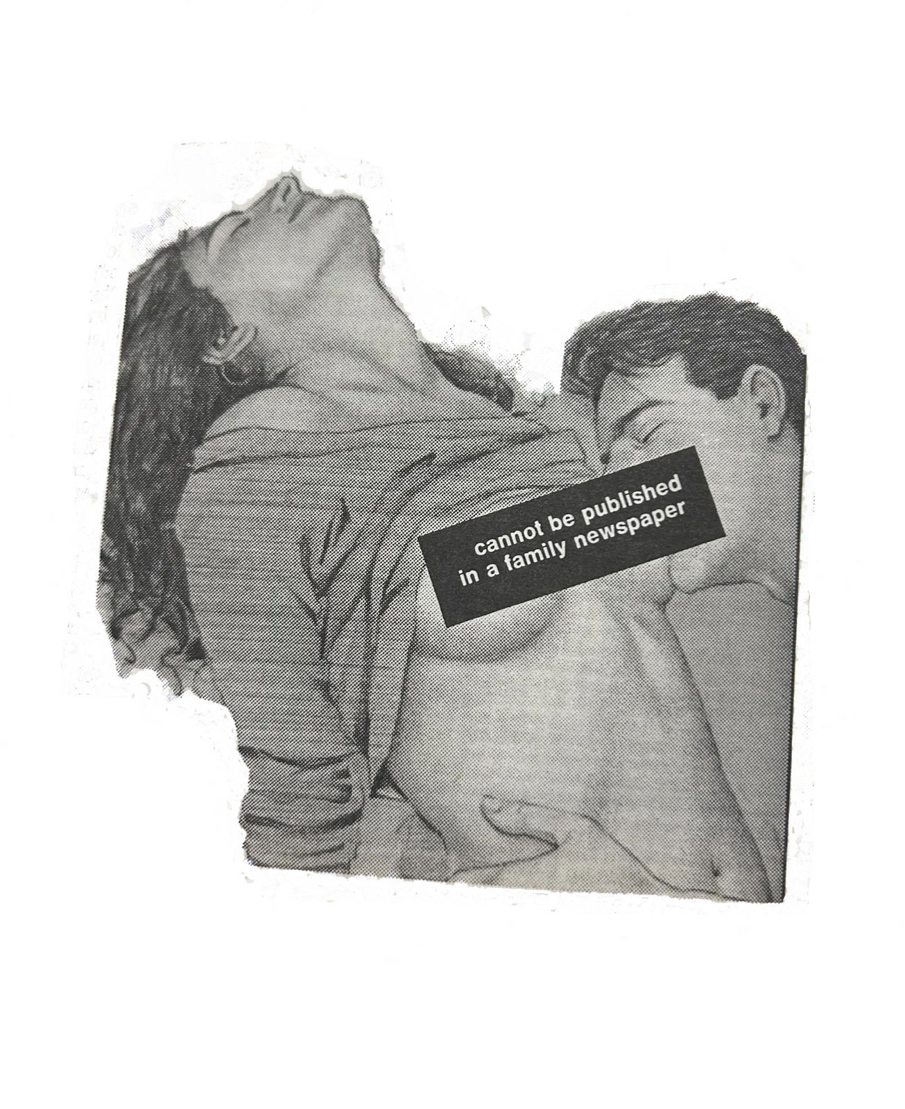Archival newspaper image of a couple kissing