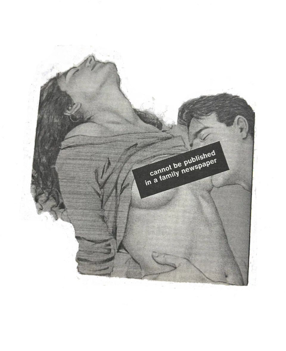 Archival newspaper image of a couple kissing