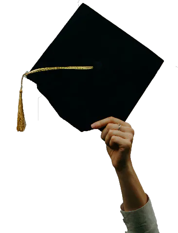 Graduate holding a mortarboard