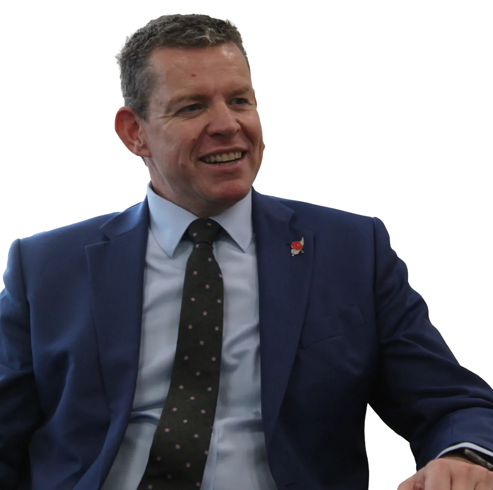 Rhun ap Iorwerth seated during the interview