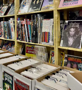 Comics and the interior of Cardiff Comic Shop