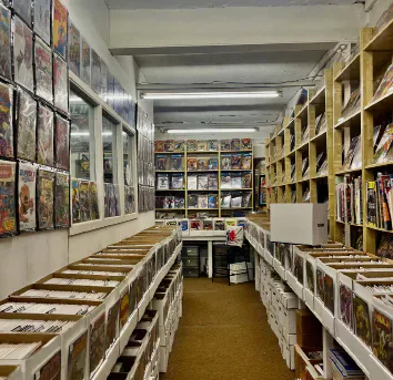Comics and the interior of Cardiff Comic Shop