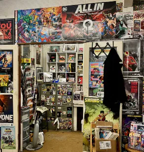 Comics and the interior of Cardiff Comic Shop