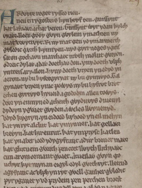 Historic Welsh manuscript page