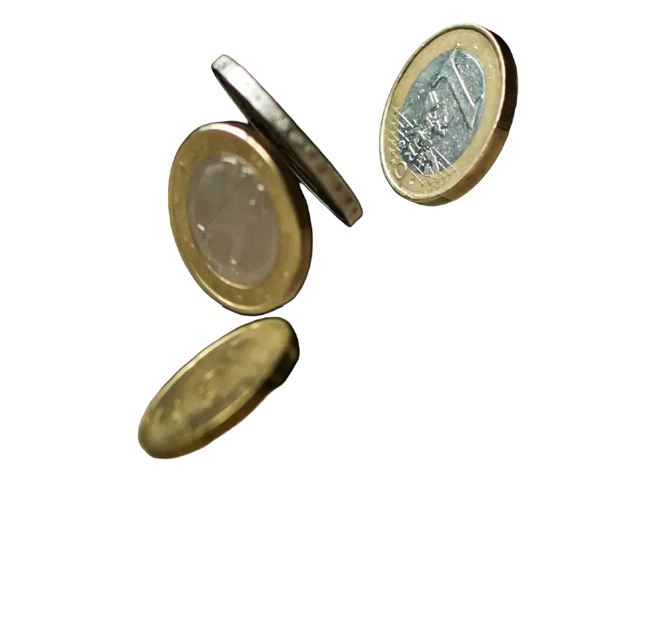 Euro coins falling
