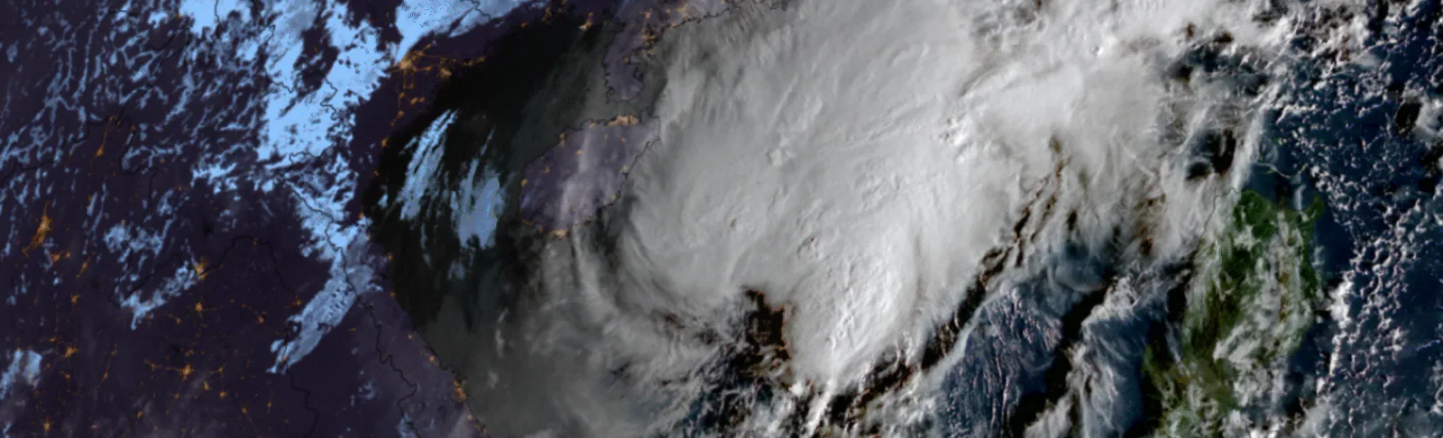 Satellite view of a typhoon over Vietnam