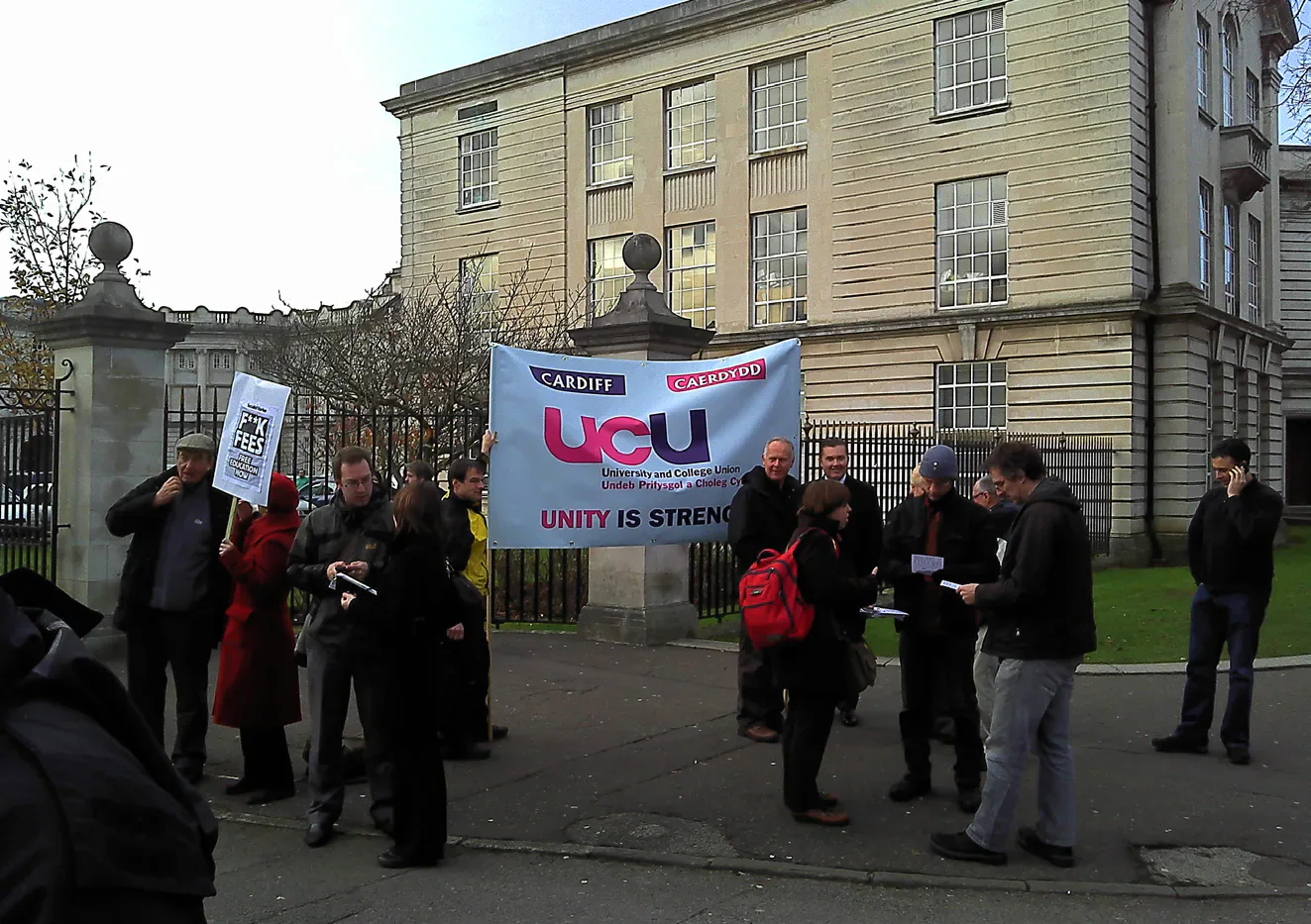 Cardiff UCU members outside Cardiff University