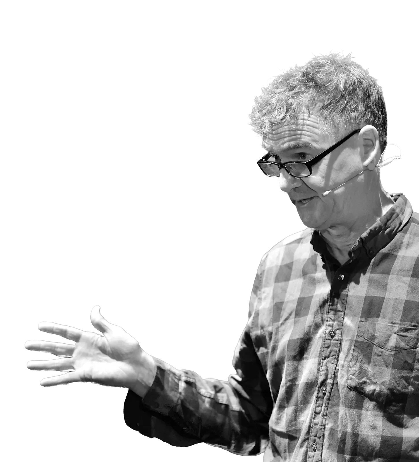 Meirion Jones speaking and gesturing