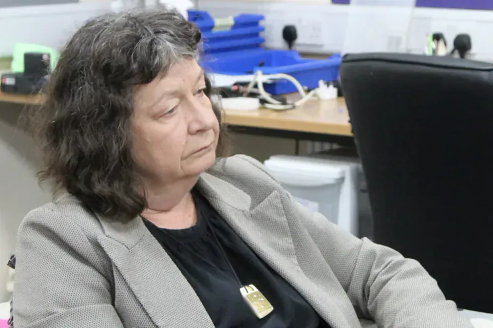 Vice-Chancellor Wendy Larner seated during an interview.