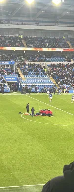 Cardiff City Stadium during treatment of an injured player.