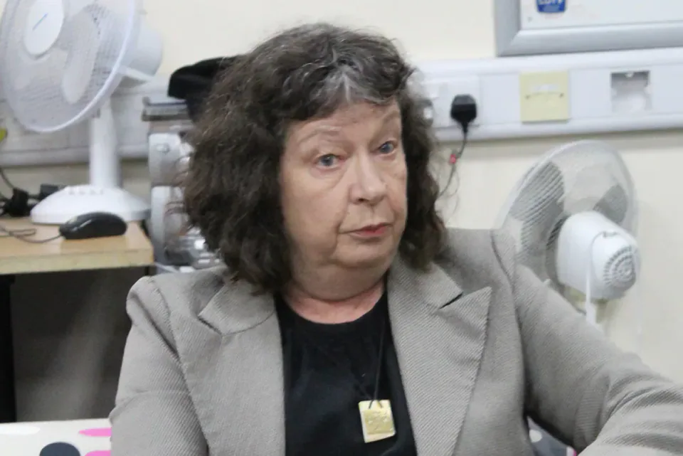 Cardiff University Vice-Chancellor Wendy Larner seated during an interview.
