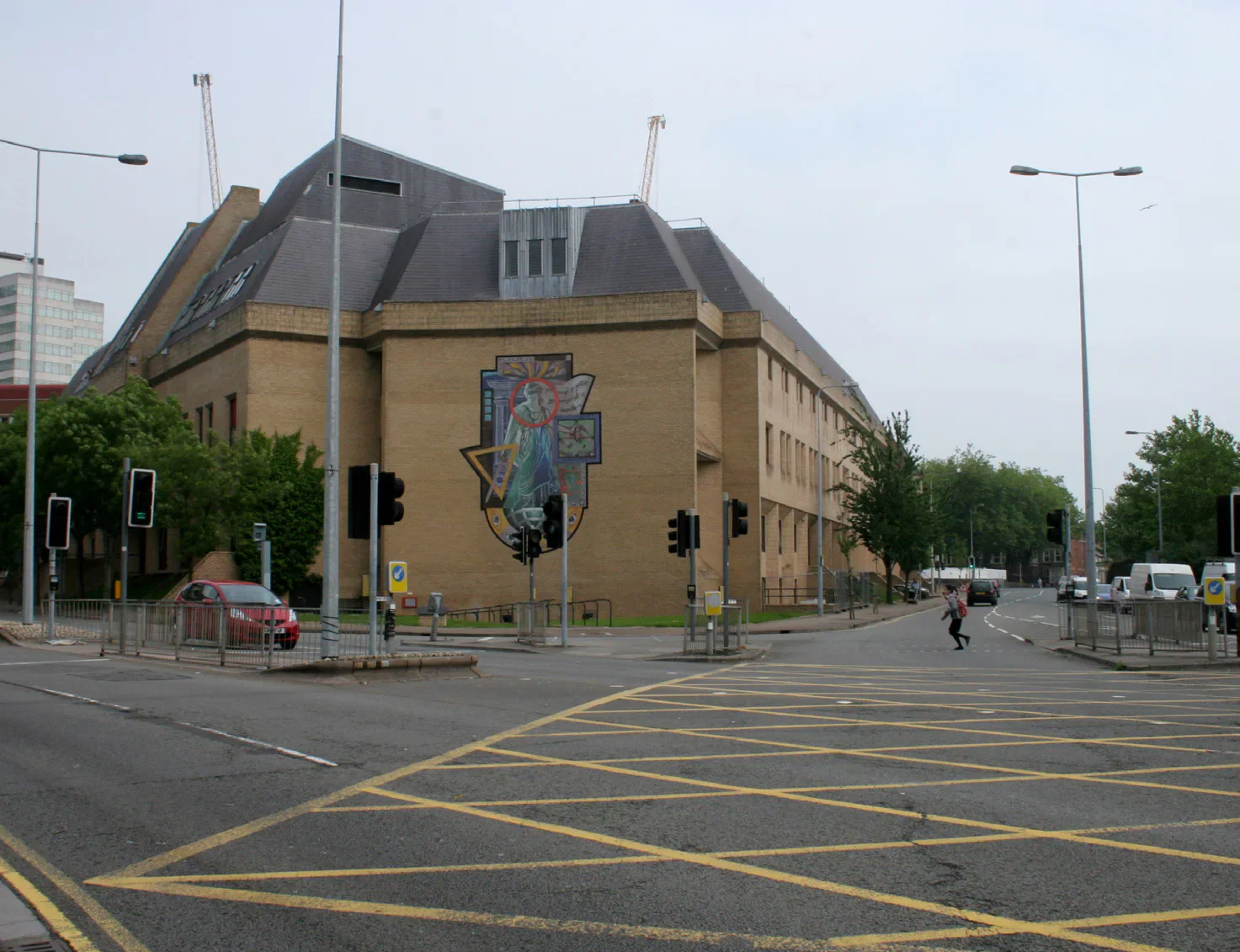 City of London Police building at a road junction.