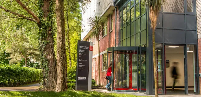 Entrance to Cardiff University’s John Percival Building.