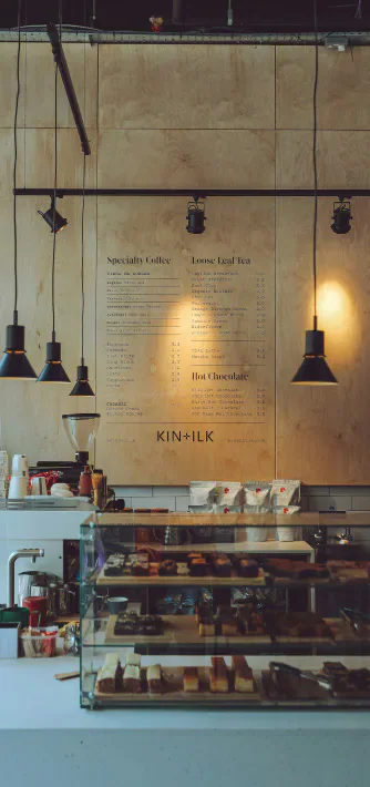 Interior of Kin+Ilk coffee shop.