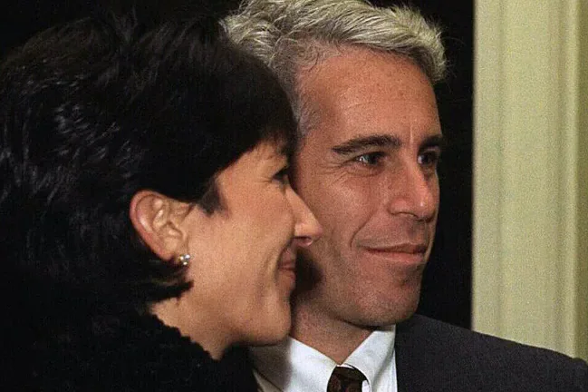 Ghislaine Maxwell standing beside Jeffrey Epstein