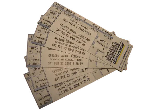 A fan of printed Ticketmaster concert tickets
