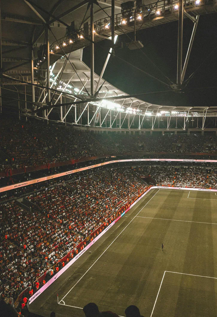 A football stadium viewed from the stands