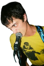 A MORN singer performing into a microphone.