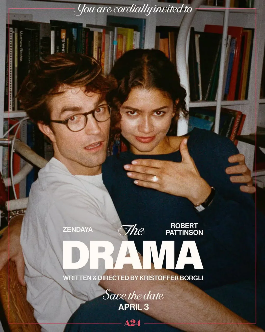 The Drama poster featuring Zendaya and Robert Pattinson.