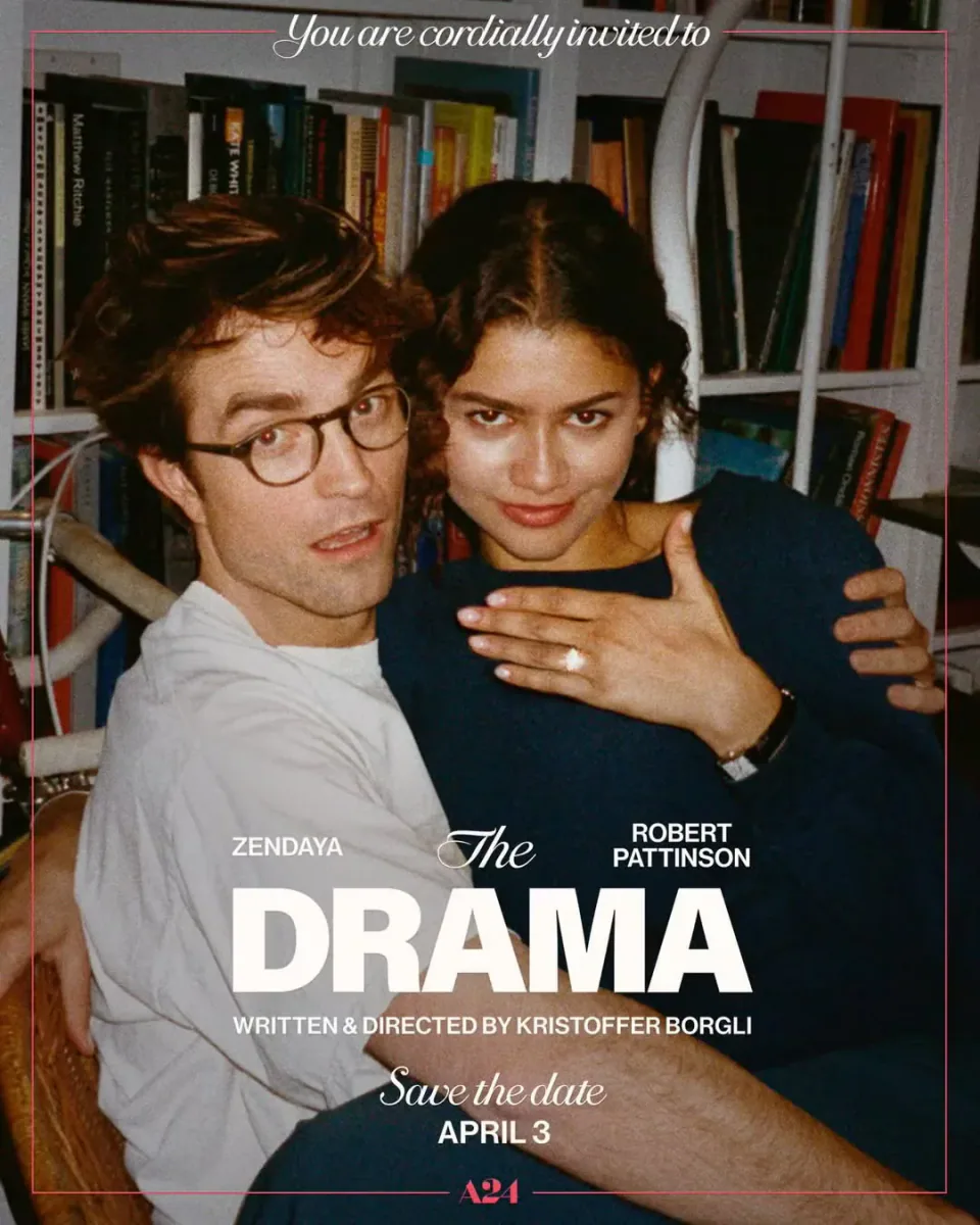 The Drama poster featuring Zendaya and Robert Pattinson.