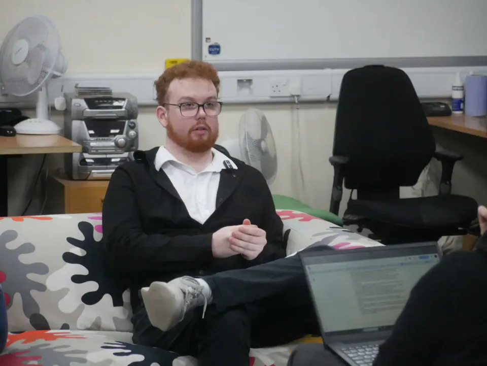 Alex Portman Ross is interviewed by a Gair Rhydd editor.