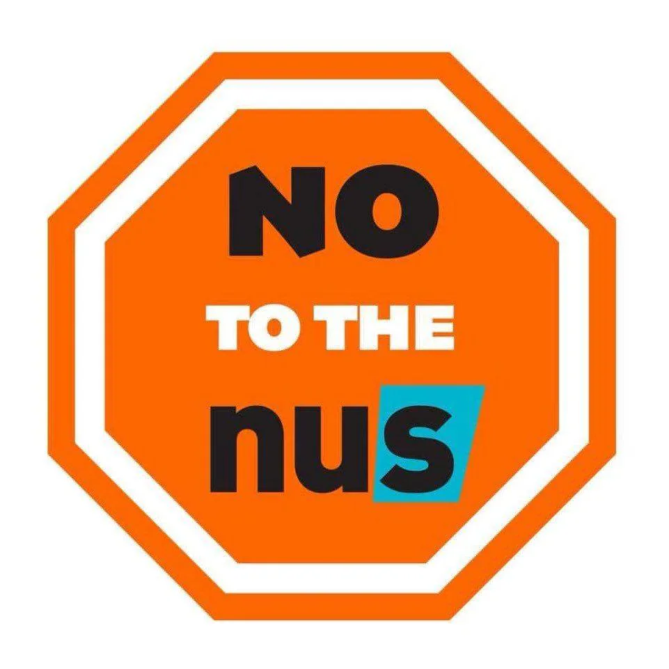 The logo of the NO campaign against the NUS.