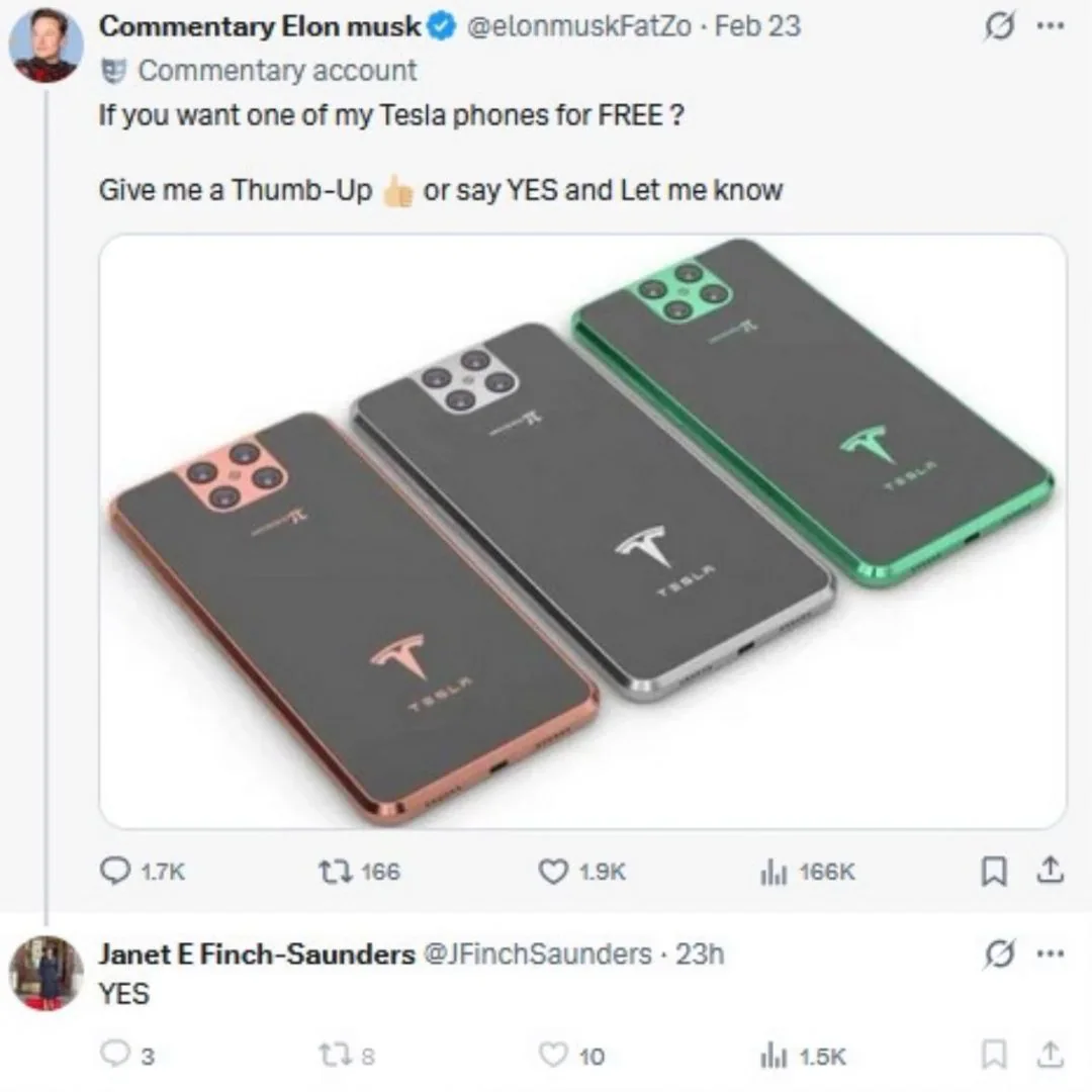 Image accompanying “Tory Senedd Candidate caught replying to ‘Tesla phone’ scams on X”
