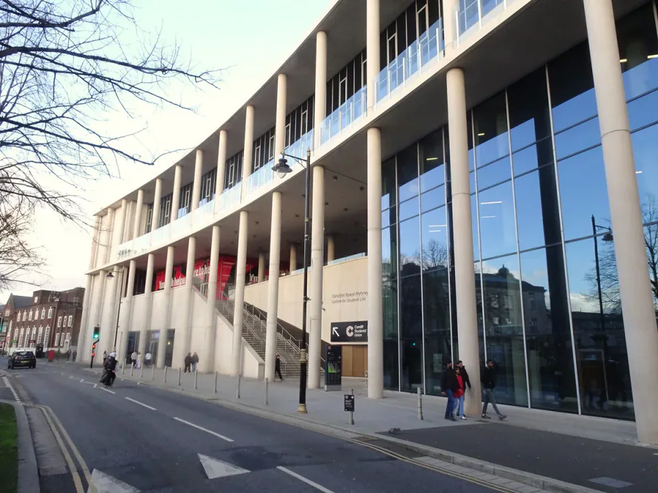 The Outside of Cardiff University's Students' Union and Centre for Student Life.